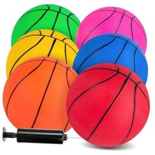 6 Pack Mini Basketballs, 7.5 Inch Basketball Set with Pump Pool Basketball,