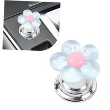 Car Push Start Button Cover, Cute Flower One-Touch Start Button with Push Blue