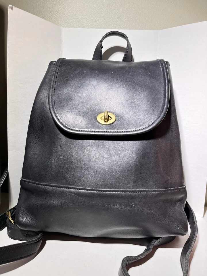 Mini mochila bolso vintage COACH de cuero negro con cordón 9960 EE. UU. Y2K Foto 2 de 4