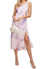ASTR The Label Womens Bias Cut Sleeveless Satin Midi Dress X-Small Purple