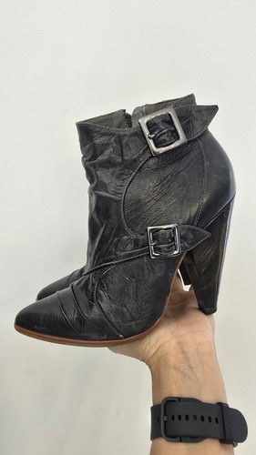 Vintage Y2k Buffalo Pointed Toe Heeled Studded Zip-up Boots Uk 5.5/6 - Picture 2 of 10
