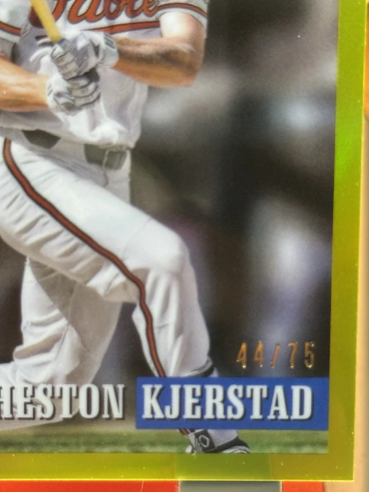 2021 Bowman Heritage Heston Kjerstad Yellow Refractor /75 Baltimore Orioles - Image 3 of 4
