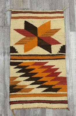 Navajo Gallup Throw Rug ca. 1930 - 1940  34'' H x 18'' W  Hand Woven with Zigzag