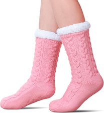 Women's Winter Super Soft Warm Cozy Fleece Lined Fuzzy Slipper Socks with Grippe