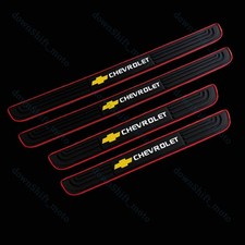 X4 New Black Rubber Car Door Scuff Sill Cover Panel Step Protector For Chevrolet X4 New Black Rubber Car Door Scuff Sill Cover Panel Step Protector For Chevrolet
