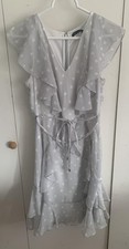 Tommy Hilfiger Dress Womens 4 Gray Polka Dot Ruffle Fit & Flare Sundress Summer