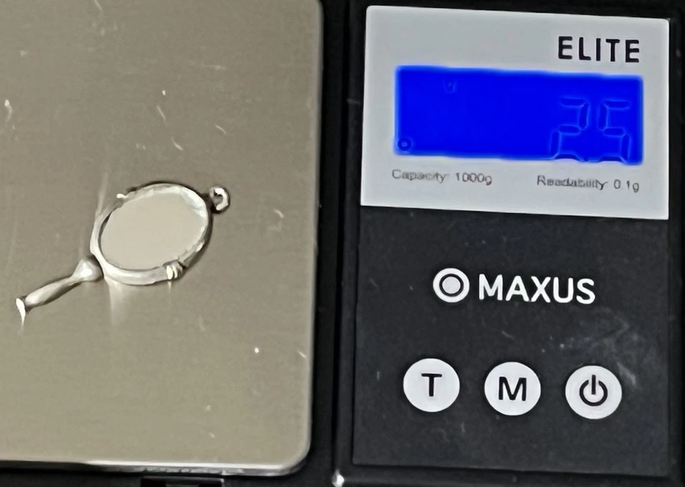 "Colgante o dije vintage de plata de ley .925 espejo tocador de 1"" pesado 2,5 g" Foto 4 de 4