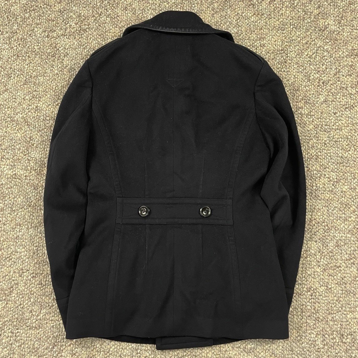 Tom Ford Men's 100% Wool Double-Breasted Peacoat Black Made in Italy Size 36 - second product detail image