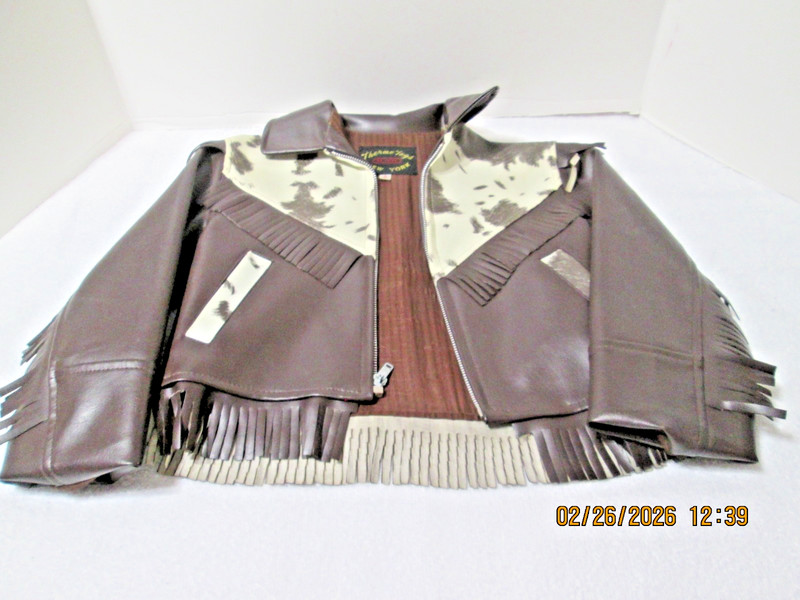 Vintage 60s 70s Thermo &Togs Kids Western Leather  Fringe Jacket Cowhide Style