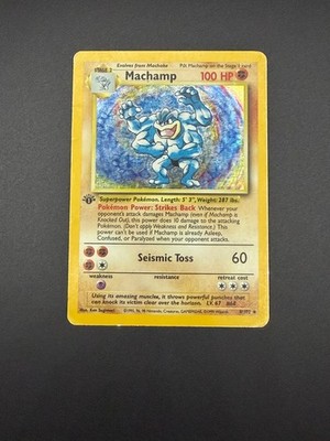 Pokemon Machamp - 8/102 1. Edition Holo Holo Rare Base Set 008/102 HP