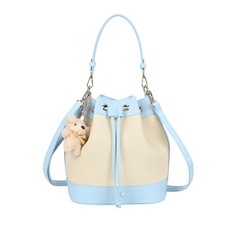 Borsa Secchiello Donna Bicolore Effetto Intrecciato Corda Scorrevole e Gioiello