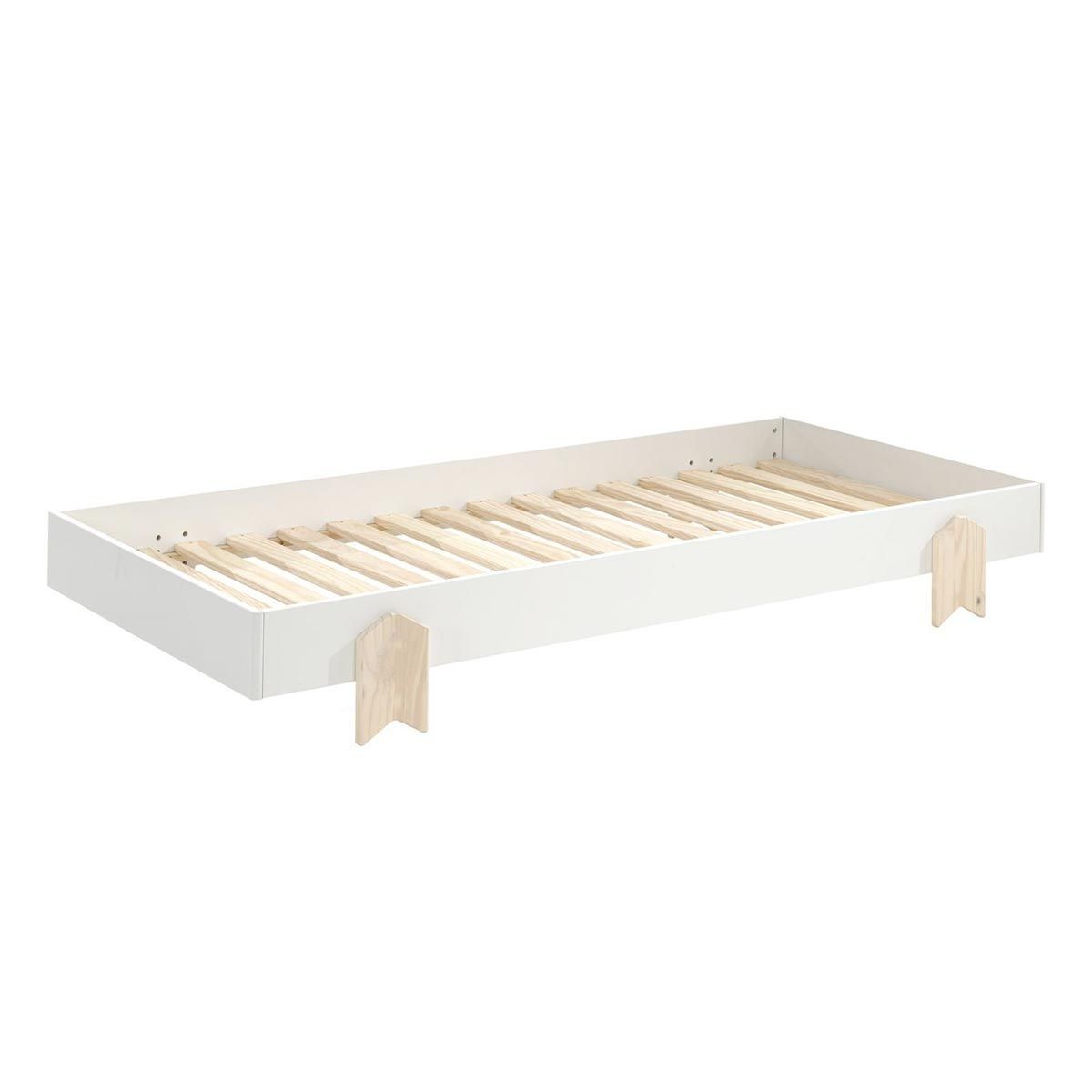 Lit enfant en bois Modulo Arrow 90x200cm blanc pour chambre de junior