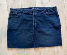 old navy womens blue denim dark wash short cutoff jean skirt 28 plus