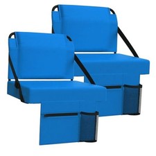 2pcs Stadium Seat for Bleachers with Back Support Portable Bleacher Blue,2 Pack