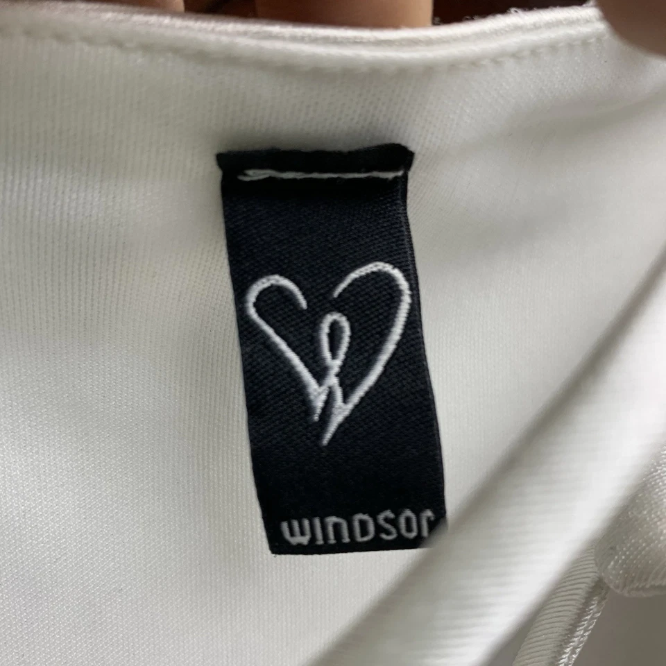 Windsor Formal Evening Dress Size M White Side Slit Cowl Neck Gala Gown - Image 3 of 4