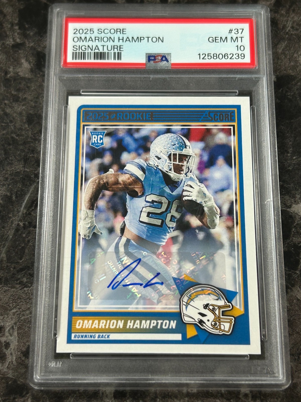 2025 Score OMARION HAMPTON #37 Signature Rookie PSA 10 RC Auto Autograph @SC2