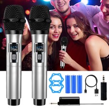 2PCS Wireless VHF Professional Microphone Handheld Mic System Karaoke w/Receiver