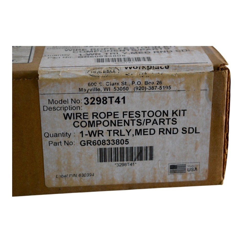 NEW Hubbell 3298T41 Wire Rope Festoon Kit Trolley Round Cable Saddle ...
