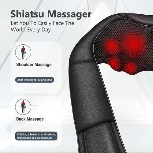 Neck Massager Back Massage with Heat,Shiatsu Shoulder Massager for Neck,Back - Picture 5 of 8