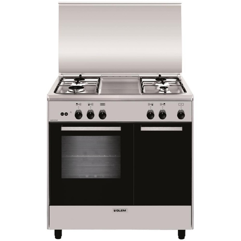 GLEM GAS AR854GI CUCINA 80x50 4 FUOCHI FORNO A GAS CLASSE A INOX