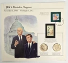 John F. Kennedy Is Elected to Congress Half Dollar Coins & Stamps Souvenir Panel