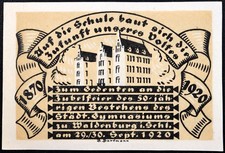 WALDENBURG / WAŁBRZYCH 1920  Gymnasium 50th  Complete German Notgeld now Poland