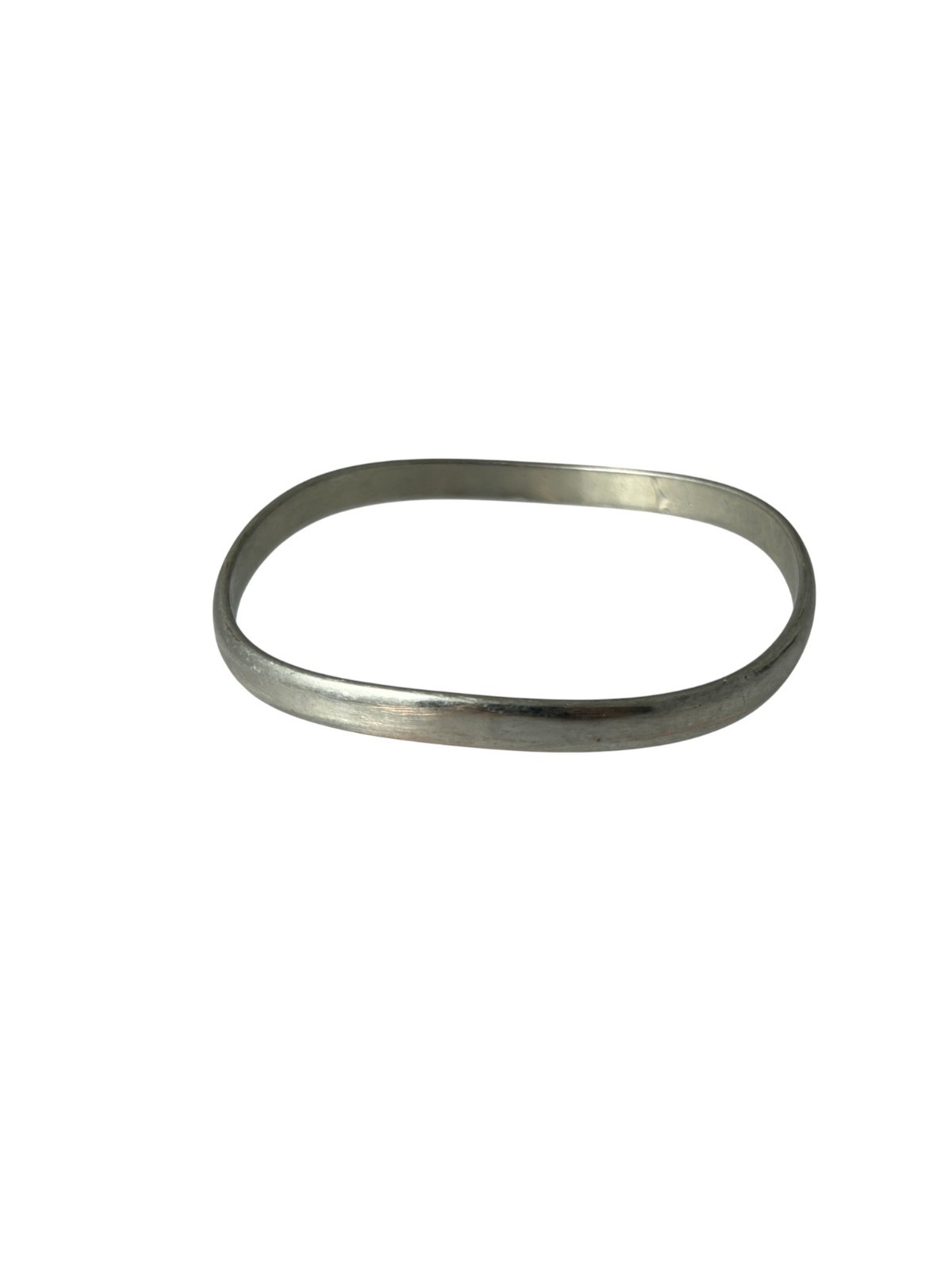 Plain Thin Silver Tone Bangle Bracelet Wave Class… - image 1