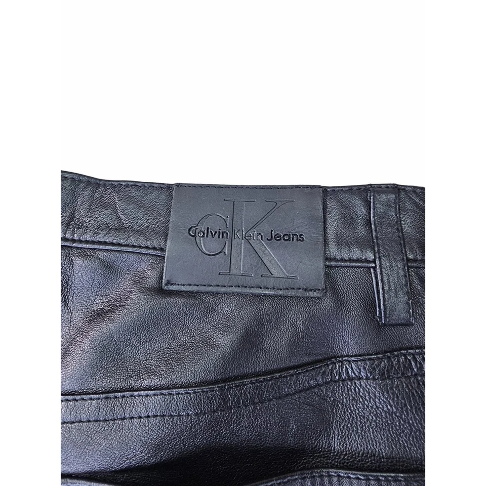 Pantalones de cuero vintage Calvin Klein talla 6 negros parcialmente forrados motociclista motocicleta Foto 4 de 4