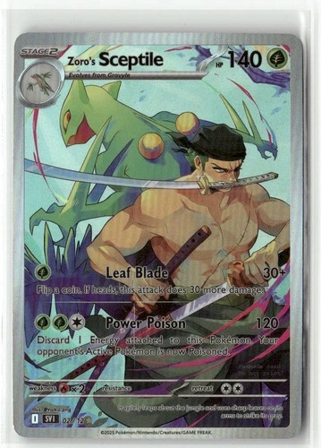 RORONOA ZORO AND SCEPTILE ONE PIECE Holographic Goddess Custom Art Anime Card