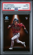 2023 Bowman Spotlight Orange Refractor /25 Corbin Carroll Rookie PSA 10 POP1 BB2