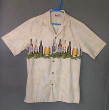 Aloha Republic Shirt Beer Mens M Button Up Hawaiian Short Sleeve All Over Print