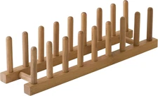 887 Bamboo Wood Plate Rack and Pot Lid Holder, 15-3/8" X 4-3/8" X 4"