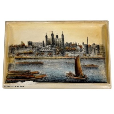 Bossons Ivorex 3D Wall Plaque TOWER OF LONDON Hand Painted 11'' X 7'' FLAW