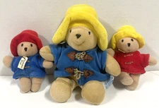 3 Vintage PADDINGTON BEAR Plush Dolls with Tags Eden Toys