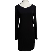 Lulus Long Sleeve Bodycon Dress Womens Large Black Minimalist Capsule Classic
