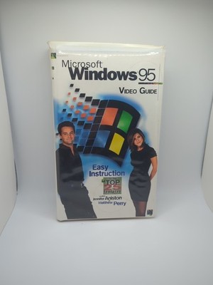 Microsoft Windows 95 Video Guide VHS Jennifer Aniston Matthew Perry w/ INSERTS!
