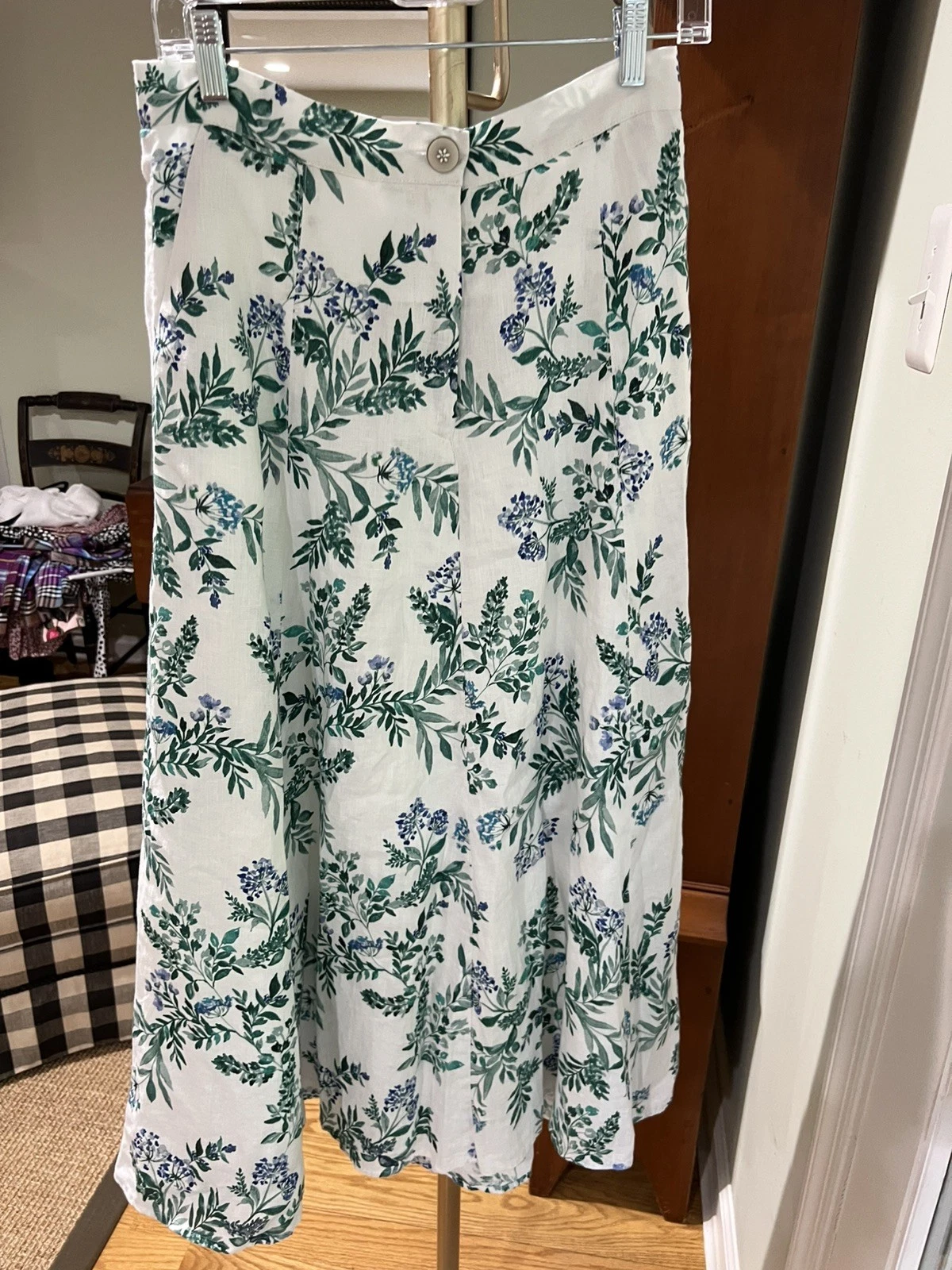 Elie Tahari Women’s Floral Linen Maxi Swing Skirt Size 8 NWT