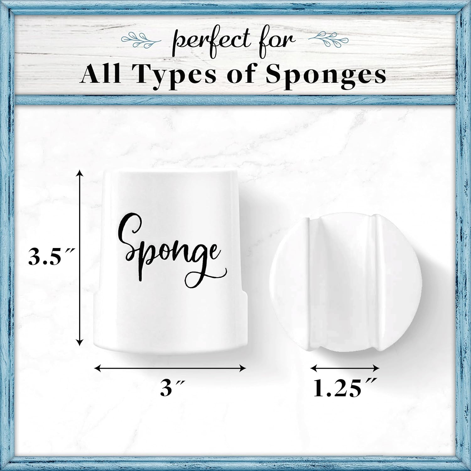 Sponge Holder for Kitchen Sink - Rustic Farmhouse Home & Kitchen Decor - White C