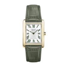 Accurist Rectangle 26mm Womens Rectangular Gold Analogue Watch with Green Strap