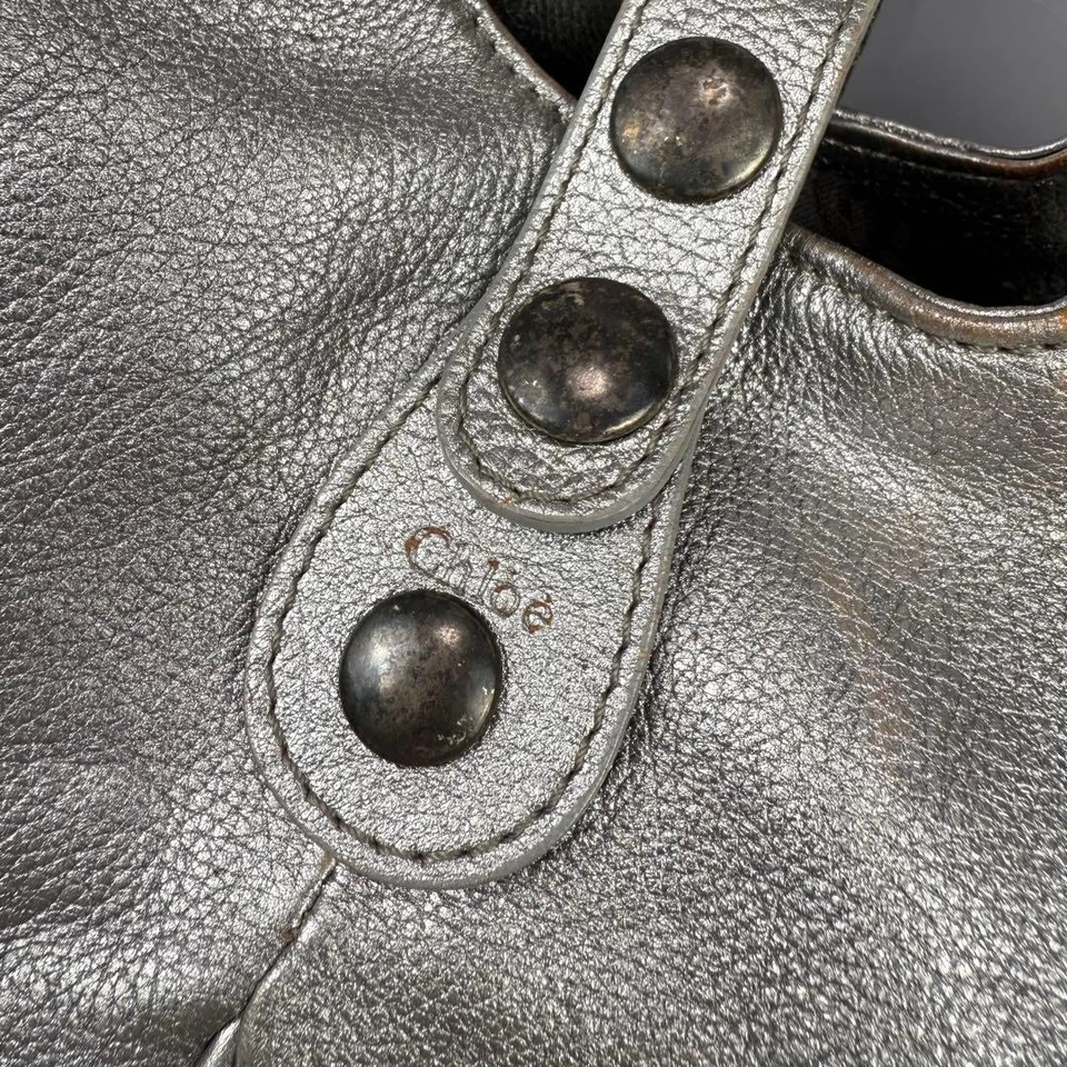 Bolso de Mano Chloe Silverado Bolso de Hombro Bolso de Hombro Cuero Plateado De Colección Foto 2 de 4