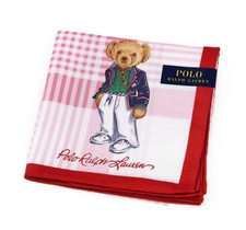 Polo Ralph Lauren Bear Handkerchief Pink Check Japanese Cotton NEW