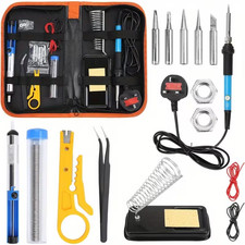 60W Adjustable Soldering Iron Kit Electronics Welding Repair Tool Set UK Plug