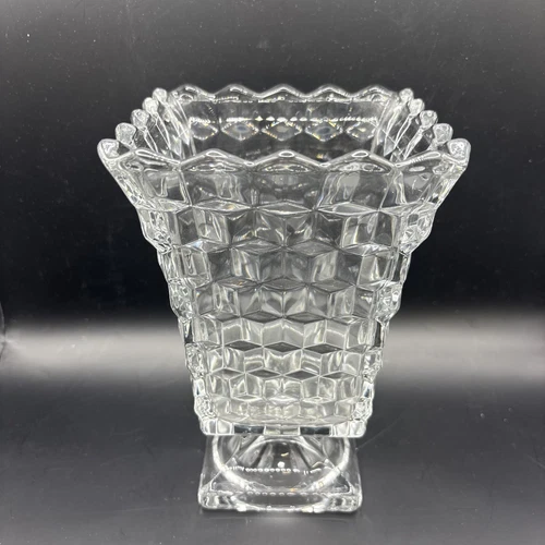 FOSTORIA American Flared Square-Foot Urn (Vase), 7 1/2"T, 5"Square, V VG Cond