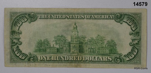 100 $ 1934 FEDERAL RESERVE NOTE LIME GREEN SEAL BOSTON #14579 - Bild 2 von 2