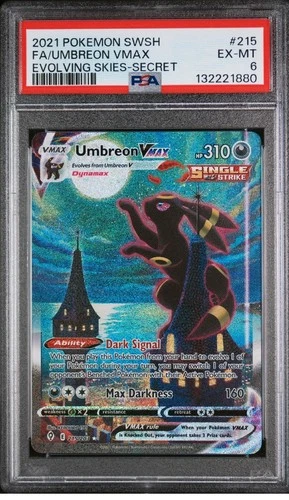 Evolving Skies Umbreon VMAX Alt Art Secret Card 215/203 EX-MT PSA 6 Moonbreon EN