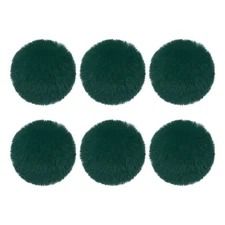 6Pcs Fluffy Soft Faux Fur Pom Poms for Hats with Elastic Loop, Black Green