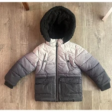 Members Mark Hooded Puffer Jacket Black Gray Ombre Toddler Size 2