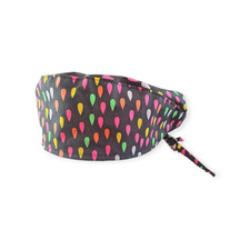 Rain Drops on Black Tie Back Scrub hat/ cap 100 Cotton Surgical Medical