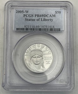 2005-W $50 1/2 Oz Platinum PCGS PR69DCAM Statue Of Liberty 