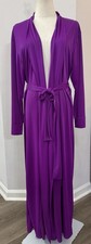 Sz L Natori Purple Long Sleeve Maxi Kimono Robe Slinky Silky Kaftan Lounge Sleep